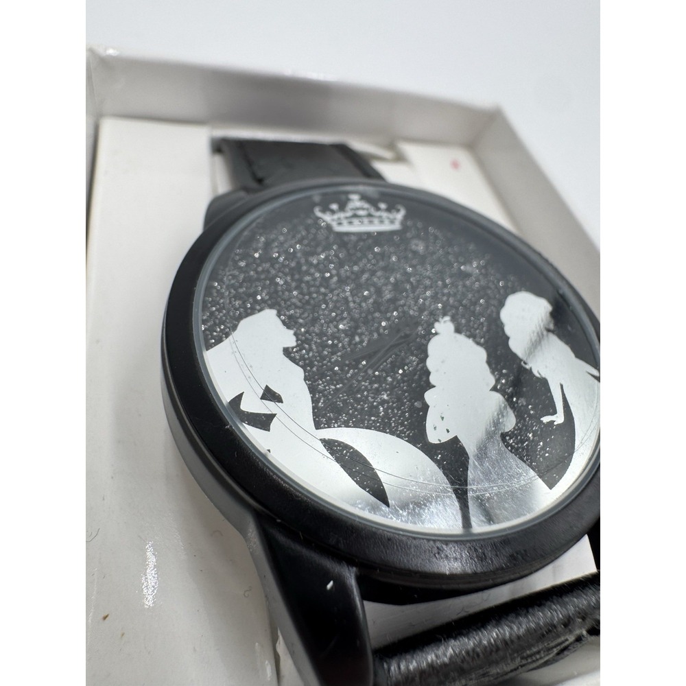 Disney Princess Silhouette Watch Black Glitter Face New in Box NIB Accutime - Picture 2 of 5